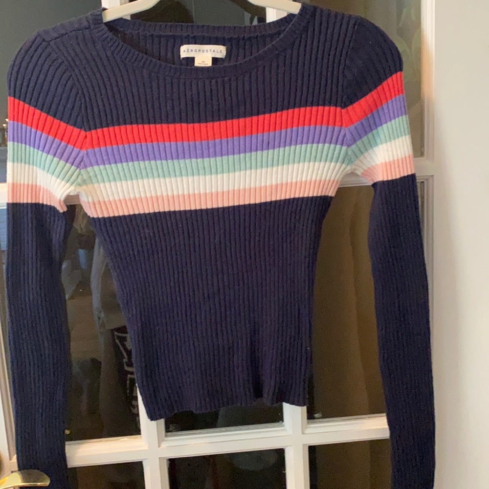 Striped sweater-worn once-stretchy